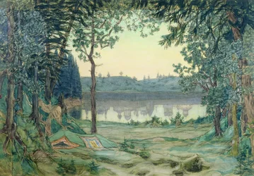 Scenografia do „Legendy o niewidzialnym mieście Kiteż” Rimskiego-Korsakowa, 1907 (wc, srebro i brąz na papierze)